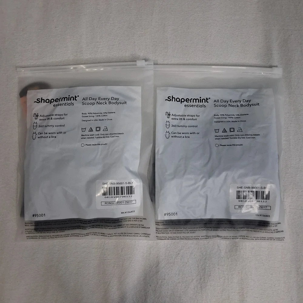 Shapermint Womens Shape Wear Black Compression Snap Bodysuit  Sz S 2 Pack NWT - Picture 10 of 10